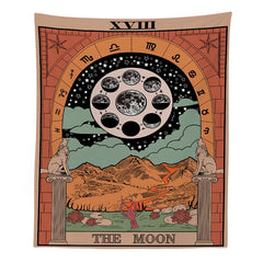 "The Moon" Tarot Colored Tapestry