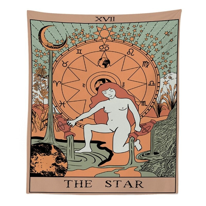 "The Star" Tarot Colored Tapestry