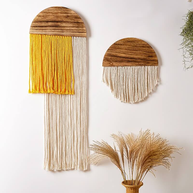 Wooden Semicircle Macrame Wall Decor