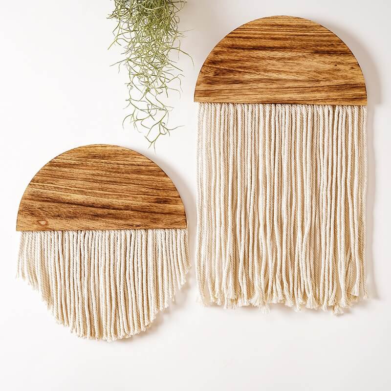 Wooden Semicircle Macrame Wall Decor