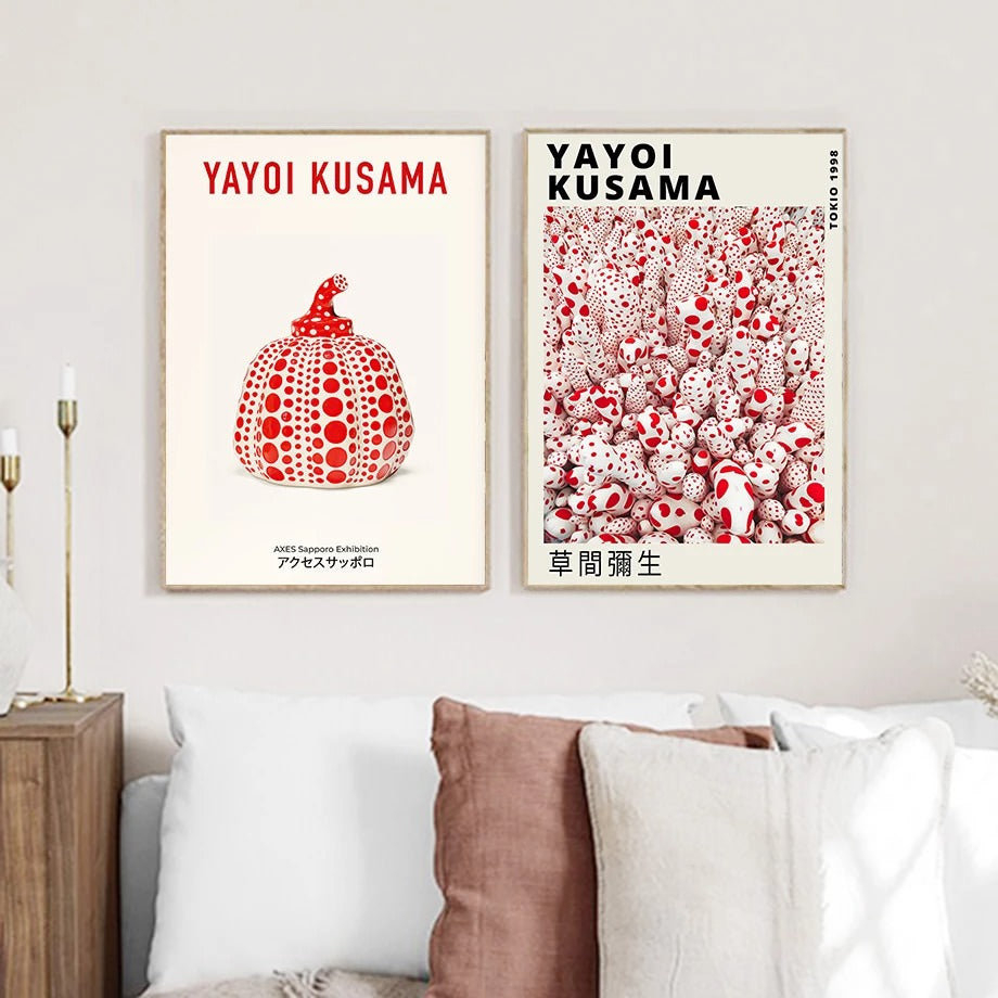 Black & Red Dotted Art Gallery Wall Canvas Posters